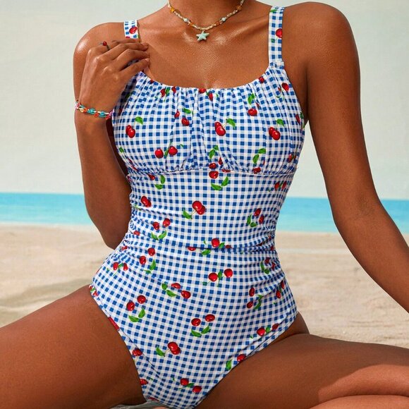 Multicolor Casual Women's Minimalist One Piece Swimsuit - Picture 5 of 6